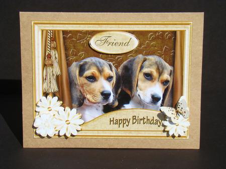 Puppy Birthday Card Front. by Beverly Carmichael