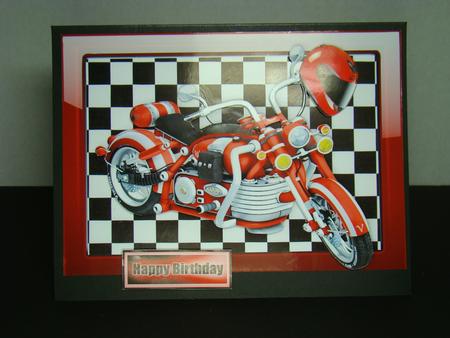 600v Viking Red Motorbike with Helmet by Beverly Carmichael