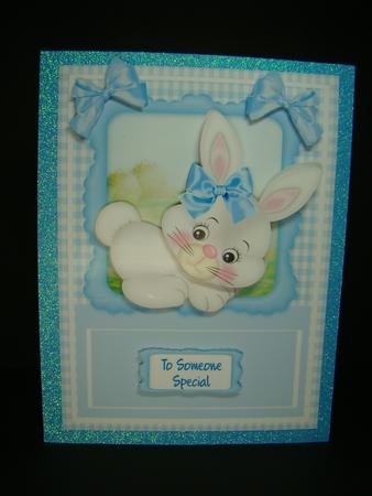 Lovely Cute Bunny in Blue  by Beverly Carmichael