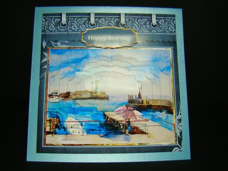 The Harbour Scene Card with Shaped Layers by Beverly Carmichael