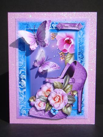Gorgeous Camellia Shoes Card Topper by Beverly Carmichael