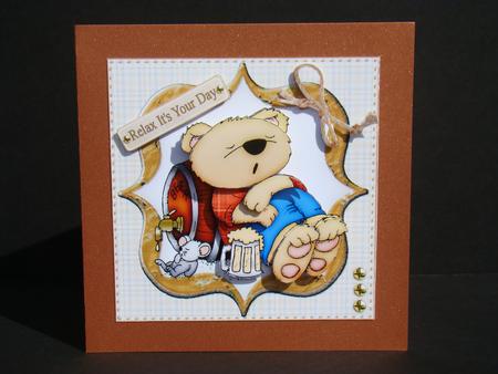 Birthday Beer Bear Decoupage by Beverly Carmichael