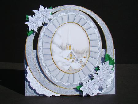 Christmas Ice Church Oval Over 3D Mini Card Kit by Beverly Carmichael