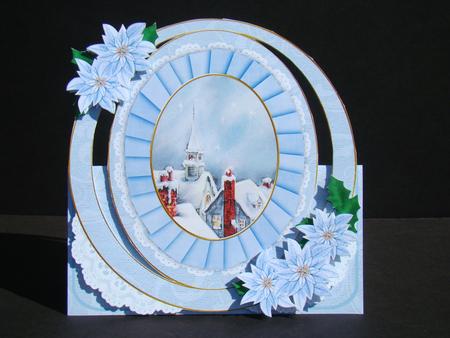 Christmas Rooftops Oval Over 3D Mini Card Kit by Beverly Carmichael