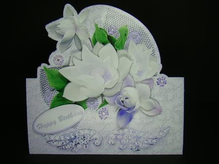 White Flowers Over the Edge Card Mini Kit by Beverly Carmichael