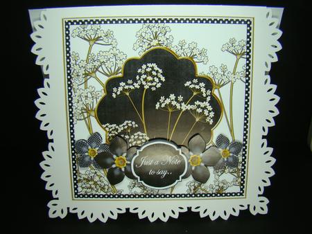Black Fmk Dotty Just a Note 7in Time Flower Deco Topper by Beverly Carmichael