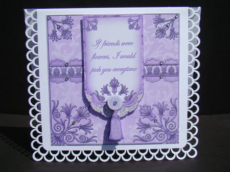 Lilac If Friends Were -  7in Ornate Lace Tag Topper by Beverly Carmichael
