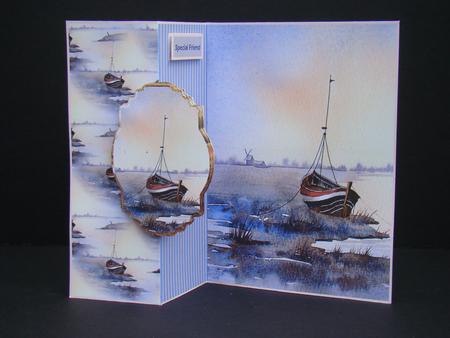 Norfolk Broads Fold Back Card and Toppers by Beverly Carmichael