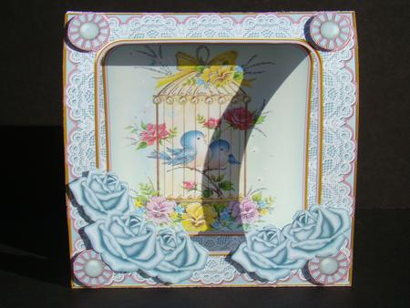 Teal Birdcage 7inch Vintage Tent Card Mini Kit by Beverly Carmichael