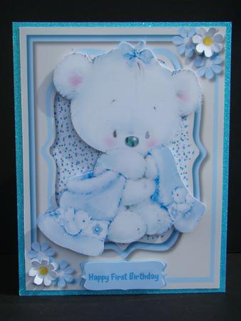 Fluffy Teddys 1st Bierthday , Blue by Beverly Carmichael