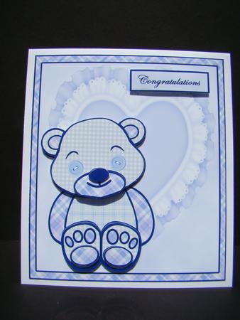 Baby Blue Check Decoupage by Beverly Carmichael