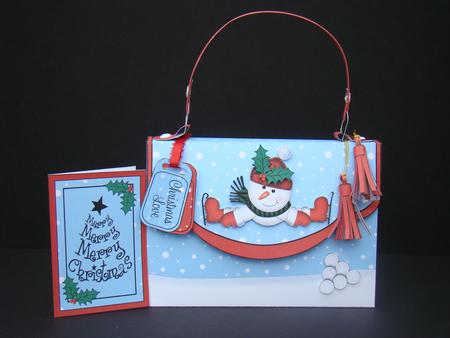 3D Snowman Xmas Handbag Treat or Favour Box Kit by Beverly Carmichael