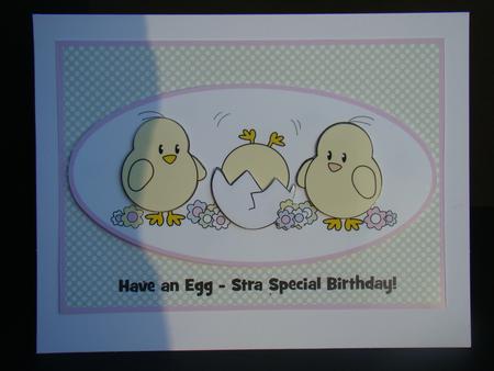 Egg-stra Special Birthday Card Topper by Beverly Carmichael
