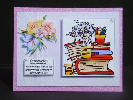 Stella is Happy to Retire Quick Card by Beverly Carmichael