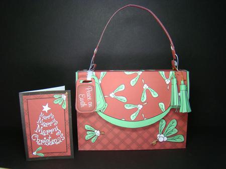 3D Mistletoe Xmas Handbag Treat or Favour Box Kit by Beverly Carmichael
