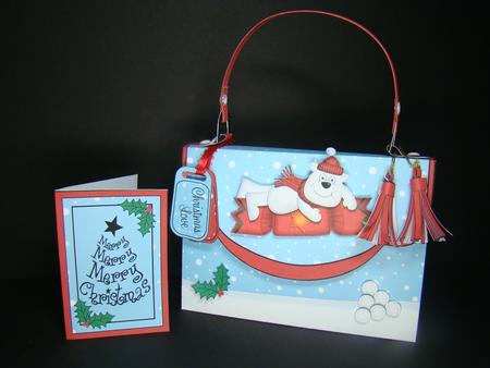 3D Ben Polar Bear Xmas Handbag Treat or Favour Box Kit by Beverly Carmichael