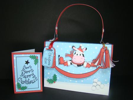 3D Milly Moo Cow Xmas Handbag Treat or Favour Box Kit by Beverly Carmichael