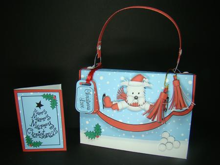 3D Westie Dog Xmas Handbag Treat or Favour Box Kit by Beverly Carmichael