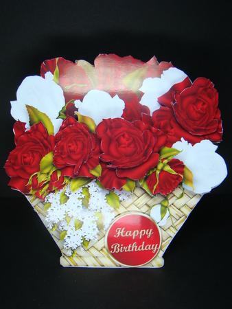 Red and White Roses Gift Basket Card Mini Kit by Beverly Carmichael