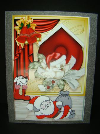 Time to Wake Up Santa! Cute Robin in Birdhouse by Beverly Carmichael