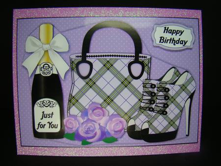 Tartan Handbag, Shoes, Purple Roses & Bubbly by Beverly Carmichael