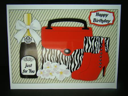 Zebra Handbag, Boots, White Flowers & Bubbly by Beverly Carmichael