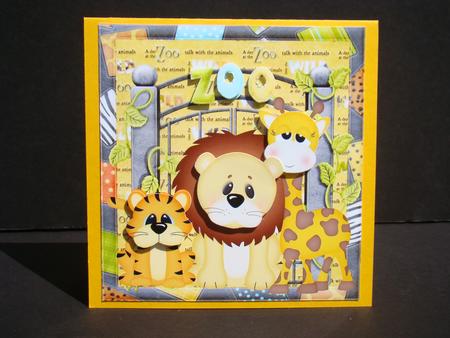 Lion,tiger and Giraffe at the Zoo 8x8 by Beverly Carmichael