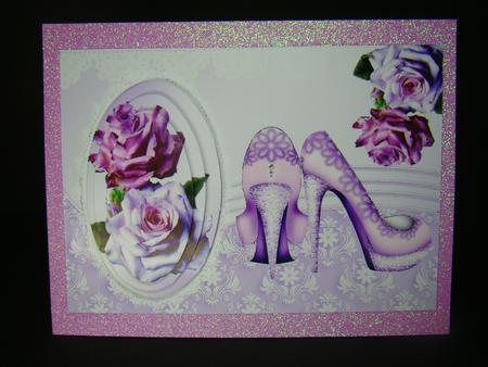 Pretty Pink/purple Roses Oval Pyramids & Shoes by Beverly Carmichael
