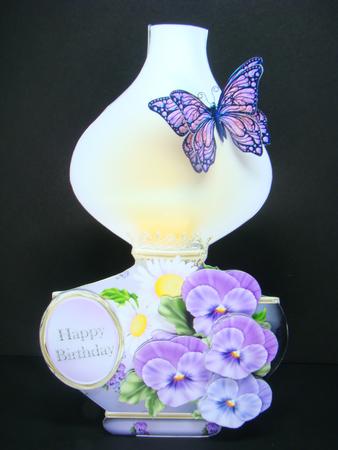 Oil Lamp Card Mini Kit - Pink Pansies by Beverly Carmichael