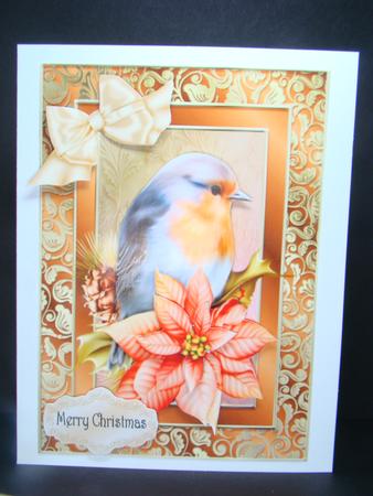 Gorgeous Robin with Poinsetta by Beverly Carmichael