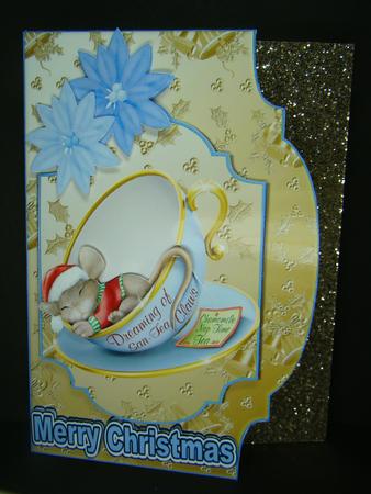 Christmas Mouse in a Teacup, Topper & Card by Beverly Carmichael