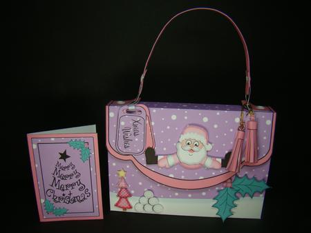 3D Xmas Santa Handbag Treat or Favour Box Kit by Beverly Carmichael