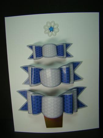 4 Triple Bows Mini Kit - Navy and Grey Triangles by Beverly Carmichael
