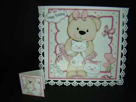 8 x 8 3D Livvy Bear's Kitty Kats Mini Kit with 3D Decoupage by Beverly Carmichael