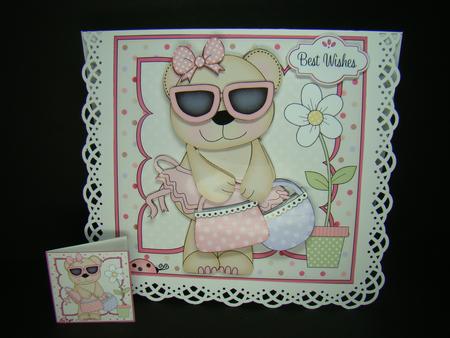 8 x 8 3D Livvy Bear Goes Shopping Mini Kit with 3D Decoupage by Beverly Carmichael