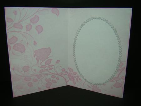 Pink Rose and Leaves Insert, with Pearls by Beverly Carmichael