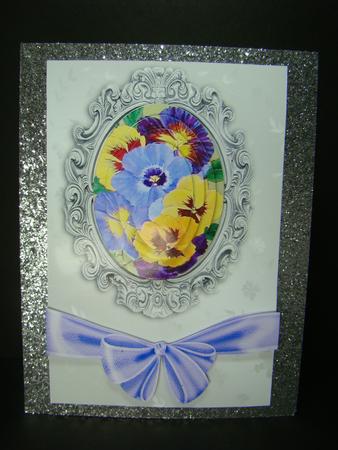 Pretty Coloured Pansies with Big Bow, Oval Pyramids by Beverly Carmichael