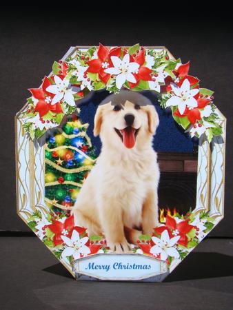 Lovely Labrador Pup in a Christmas Octaganal Frame  by Beverly Carmichael