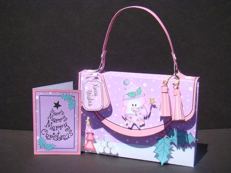 3D Xmas Cute Penguin Handbag Treat or Favour Box Kit by Beverly Carmichael