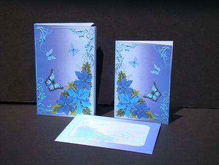 Blue Flowers Stationery Folder Kit by Beverly Carmichael