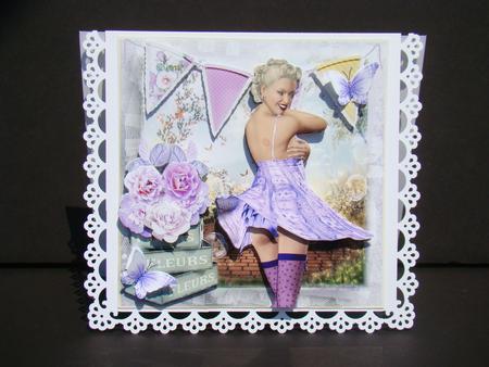 Miss July Retro Pin Up Style Card Front by Beverly Carmichael