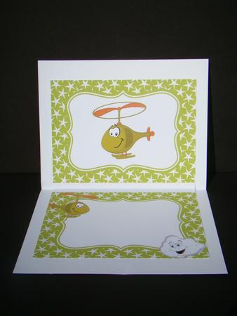 Green Toony Face Little Helicopters A5 Insert by Beverly Carmichael
