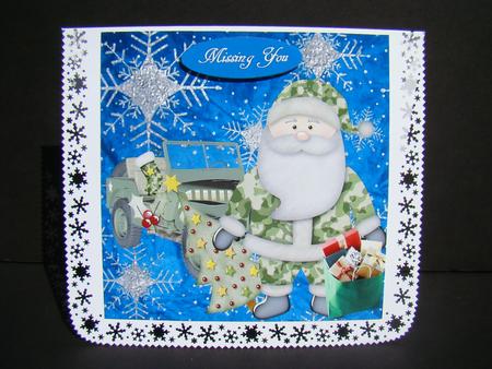 Army Visiting Santa Quick Topper with Insert by Beverly Carmichael