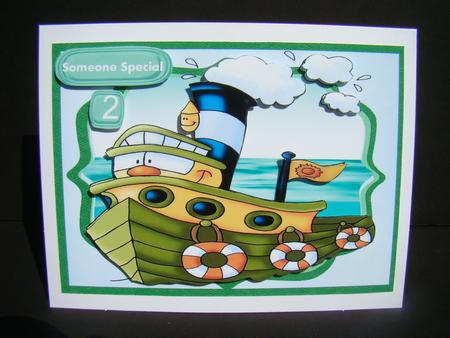 Childrens Green Birthday Tug Boat  by Beverly Carmichael