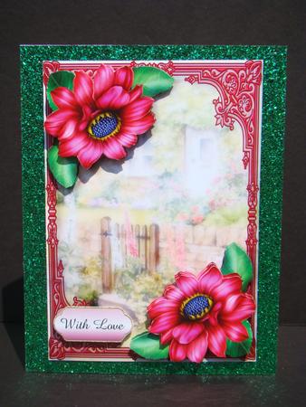 The Rose Cottage with Beautiful Dahlias by Beverly Carmichael