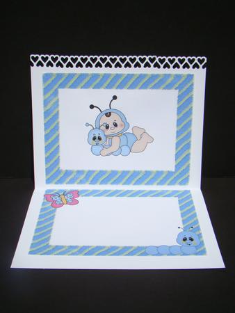 Little Wiggle Worm Baby in Blue A5 Insert by Beverly Carmichael