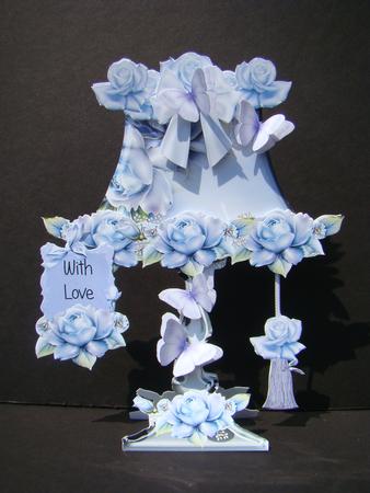 Beautiful Blue Rose Lampshade Shaped Card Kit by Beverly Carmichael