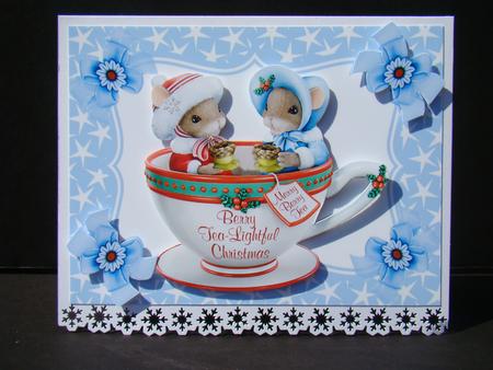 I Do Enjoy a Nice Cup of Tea, Christmas Mice in a Teacup by Beverly Carmichael