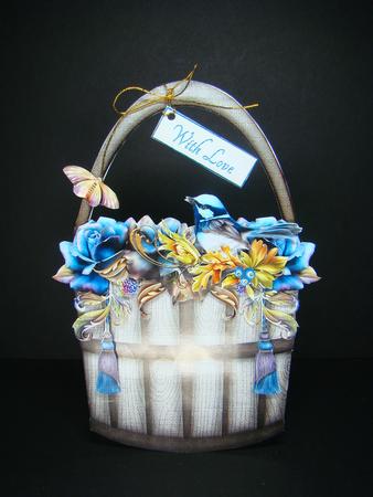 Basket Shape Black Roses Card by Beverly Carmichael