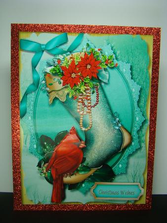 Beautiful Christmas Boot and Cardinal Bird  by Beverly Carmichael